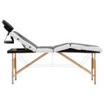 Vidaxl table de massage pliable 4 zones bois noir et blanc