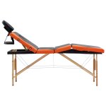 Vidaxl table de massage pliable 4 zones bois noir et orange