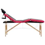 Vidaxl table de massage pliable 4 zones bois noir et rose