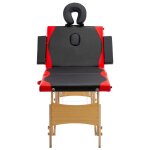 Vidaxl table de massage pliable 4 zones bois noir et rouge