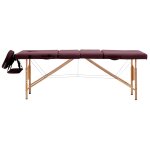Vidaxl table de massage pliable 4 zones bois violet vin