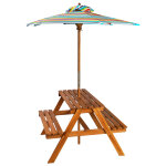 Vidaxl table  pique - nique et parasol enfants 79x90x60cm acacia solide