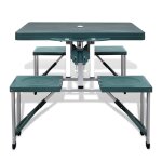 Vidaxl table de pique - nique verte pliante  4 siges lgre en aluminium