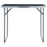 Vidaxl table pliable de camping avec cadre en métal 80x60 cm gris Vidaxl table pliable de camping avec cadre en métal 80x60 cm gris