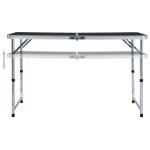 Vidaxl table pliable de camping gris aluminium 120x60 cm