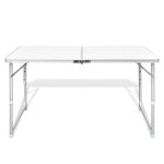 Vidaxl table pliable de camping hauteur r�glable aluminium 120x60 cm