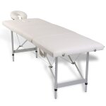 Vidaxl table pliable de massage blanc crme 4 zones au cadre aluminium