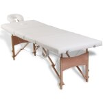 Vidaxl table pliable de massage blanc crme 4 zones avec cadre en bois