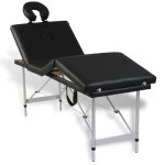 Vidaxl table pliable de massage noir 4 zones avec cadre en aluminium