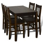 Vidaxl table de salle à manger avec 4 chaises marron Vidaxl table de salle à manger avec 4 chaises marron