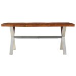 Vidaxl table de salle � manger bois et finition en sesham 180x90x76 cm