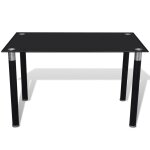 Vidaxl table de salle à manger avec dessus de table en verre noir Vidaxl table de salle à manger avec dessus de table en verre noir
