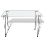 Vidaxl table de salle à manger et dessus de table en verre transparent Vidaxl table de salle à manger et dessus de table en verre transparent