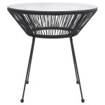 Vidaxl table de salle  manger de jardin noir 70x74 cm rotin et verre