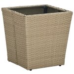 Vidaxl table  th beige 41, 5x41, 5x44cm rsine tresse et verre tremp