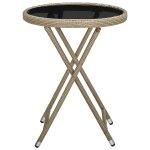 Vidaxl table  th beige 60 cm rsine tresse et verre tremp