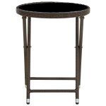 Vidaxl table � th� marron 60 cm r�sine tress�e et verre tremp�