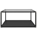 Vidaxl table basse transparent et noir 80x80x35 cm verre tremp
