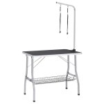 Vidaxl table de toilettage rglable de chiens avec 2 boucles et panier