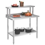 Vidaxl table de travail de cuisine avec �tag�re 120x60x120 cm inox