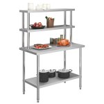 Vidaxl table de travail de cuisine avec étagère 120x60x150 cm inox Vidaxl table de travail de cuisine avec étagère 120x60x150 cm inox