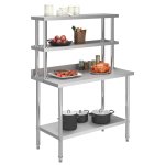 Vidaxl table de travail de cuisine avec �tag�re 120x60x150 cm inox