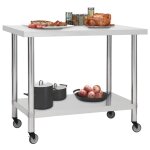 Vidaxl table de travail de cuisine avec roues 100x30x85 cm inox Vidaxl table de travail de cuisine avec roues 100x30x85 cm inox