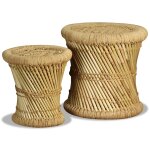 Vidaxl tabourets 2 pcs bambou et jute
