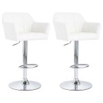 Vidaxl tabourets de bar 2 pcs avec accoudoir blanc similicuir
