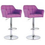 Vidaxl tabourets de bar 2 pcs avec accoudoir violet similicuir