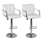 Vidaxl tabourets de bar 2 pcs blanc similicuir