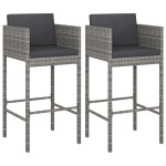 Vidaxl tabourets de bar 2 pcs avec coussins gris rsine tresse