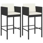 Vidaxl tabourets de bar 2 pcs avec coussins noir rsine tresse
