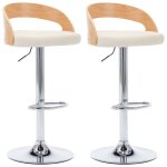 Vidaxl tabourets de bar 2 pcs crme similicuir et bois courb