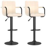 Vidaxl tabourets de bar 2 pcs cr�me tissu