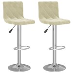 Vidaxl tabourets de bar 2 pcs crme velours