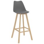 Vidaxl tabourets de bar 2 pcs gris pp et bois de hêtre massif Vidaxl tabourets de bar 2 pcs gris pp et bois de hêtre massif
