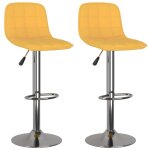Vidaxl tabourets de bar 2 pcs jaune tissu Vidaxl tabourets de bar 2 pcs jaune tissu