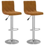 Vidaxl tabourets de bar 2 pcs marron velours Vidaxl tabourets de bar 2 pcs marron velours