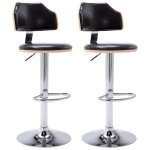 Vidaxl tabourets de bar 2 pcs noir bois courb et similicuir