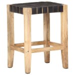 Vidaxl tabourets de bar 2 pcs noir cuir vritable manguier 46x36x60 cm
