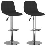 Vidaxl tabourets de bar 2 pcs noir tissu