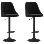 Vidaxl tabourets de bar 2 pcs noir velours