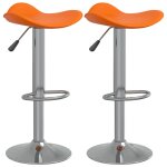 Vidaxl tabourets de bar 2 pcs orange acier chrom et cuir artificiel