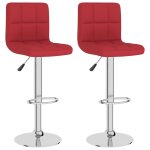 Vidaxl tabourets de bar 2 pcs rouge bordeaux tissu