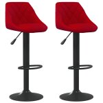 Vidaxl tabourets de bar 2 pcs rouge bordeaux velours