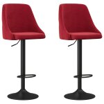 Vidaxl tabourets de bar 2 pcs rouge bordeaux velours