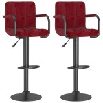 Vidaxl tabourets de bar 2 pcs rouge bordeaux velours Vidaxl tabourets de bar 2 pcs rouge bordeaux velours