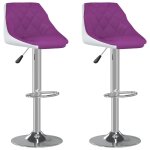 Vidaxl tabourets de bar 2 pcs violet et blanc similicuir