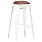 Vidaxl tabourets de bar 4 pcs blanc cuir véritable Vidaxl tabourets de bar 4 pcs blanc cuir véritable